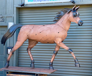 The horse sculpture painted