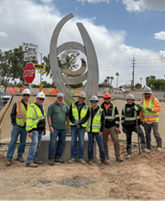 The sculpture installed