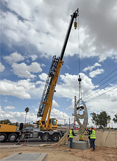 Lifting the sculpture
