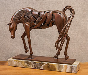 Steel horse sculpture