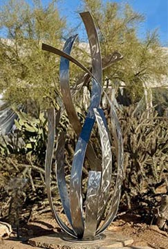 Stainless steel ribbon sculpture