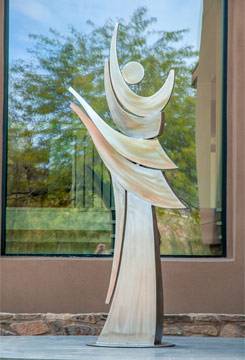 Steel and cast glass sculpture