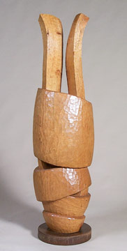 Cherry wood carving with steel base
