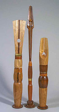 Three totems in wood